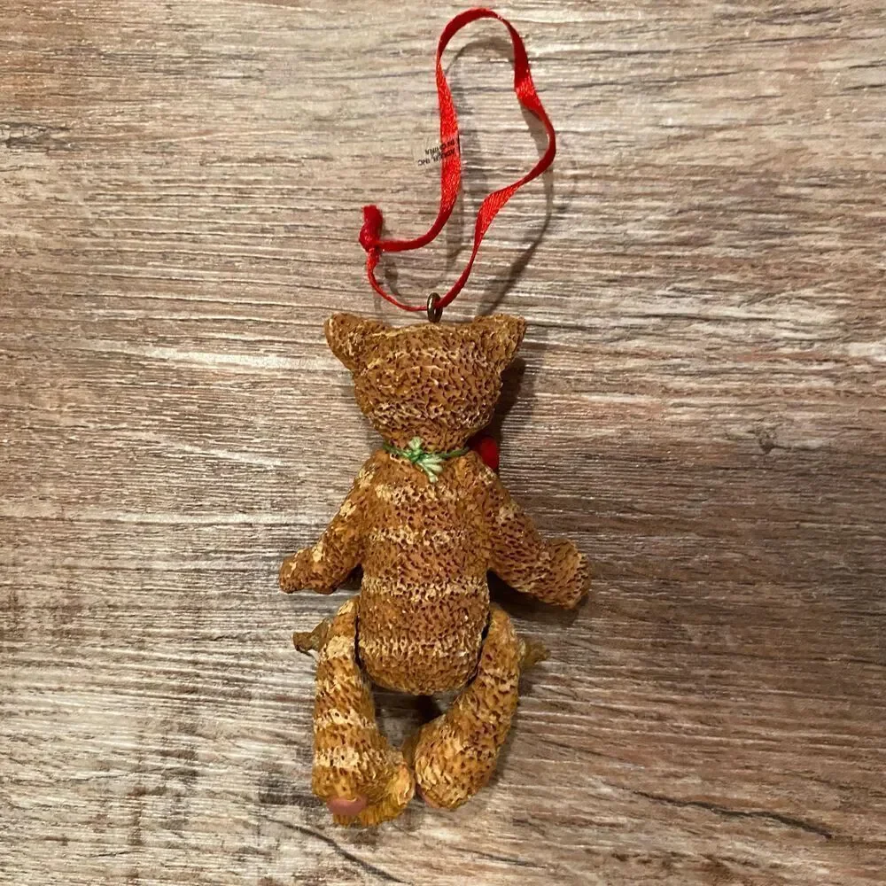 Vintage Kurt Adler Brown Tabby Cat and Polka Dot Rocking Horse Ornament Set of 2 - Picture 4 of 6